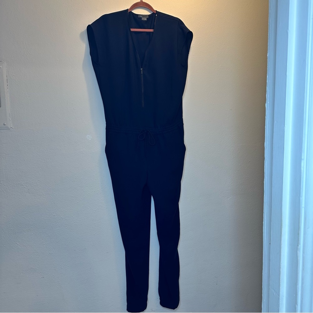 Vince Coastal Cap Sleeve Drawstring Jumpsuit Zip Up Blue Size 8 - Picture 2 of 14